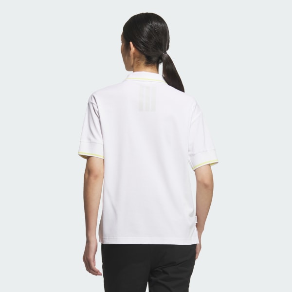 สีขาว เสื้อโปโลแขนสั้นผ้า Twistknit