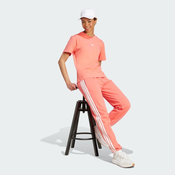 Rosa Pantalón Essentials French Terry Cuffed 3 bandas