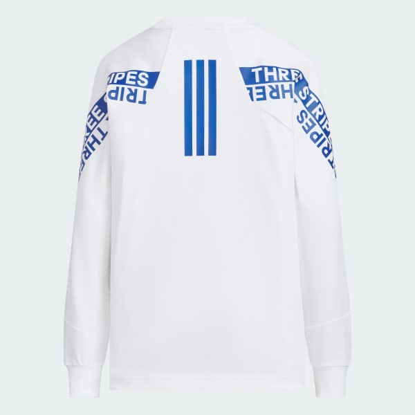 White 워딩 팩 루스 핏 싱글 저지 롱 슬리브 티 아동용