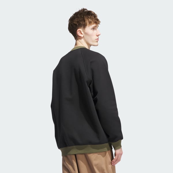 ブラック スケートボーディングの刺しゅう入りG クルーネックセーター