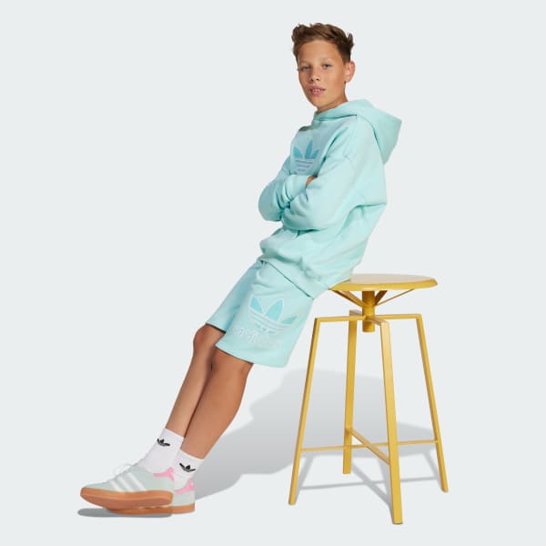 Turquoise Oversize Trefoil Shorts Big Logo Execution
