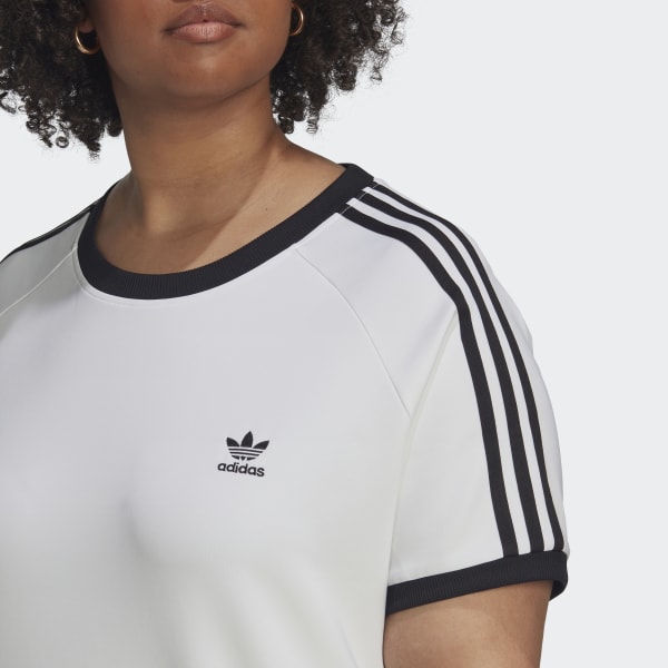 Branco T-shirt Justa 3-Stripes Adicolor Classics (Plus Size) KA107