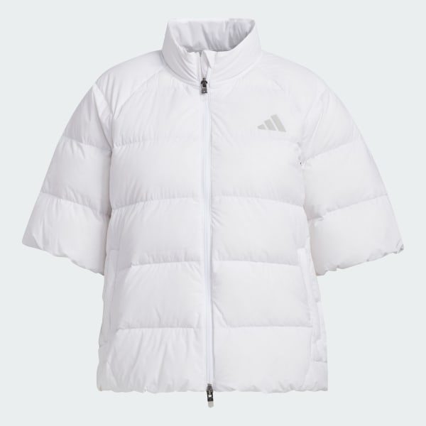 White 쇼트 슬리브 다운 폰초