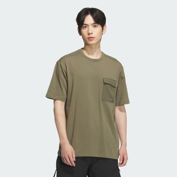 オリーブグリーン 長袖カットソー ポケット付き L．グリーン 【EL.FO(エルフォ)】クルーネック長袖カットソー