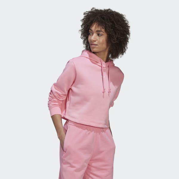 ruzová Mikina s kapucňou Adicolor Essentials Crop Fleece