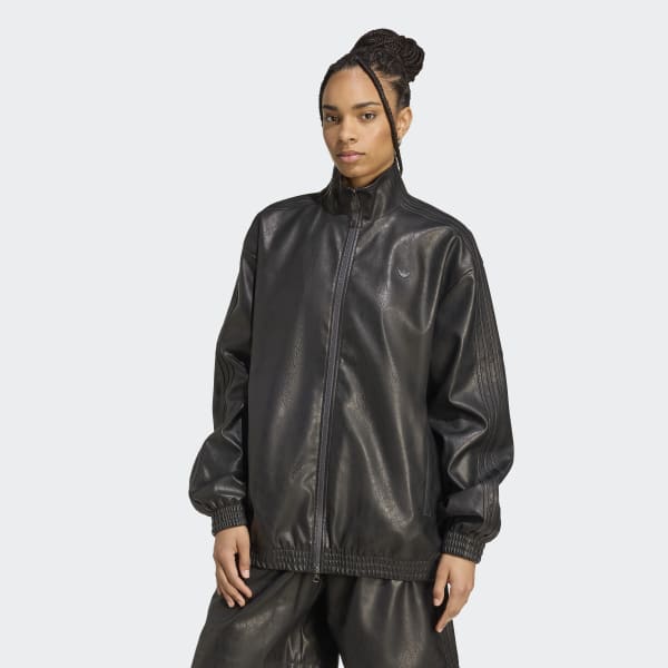 adidas Pleather Firebird Oversized Track jacket - Black