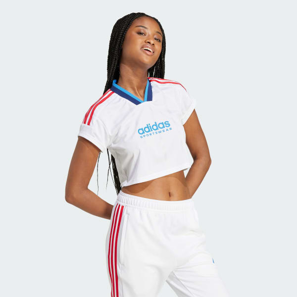 White Tiro Cut 3-Stripes Crop Jersey