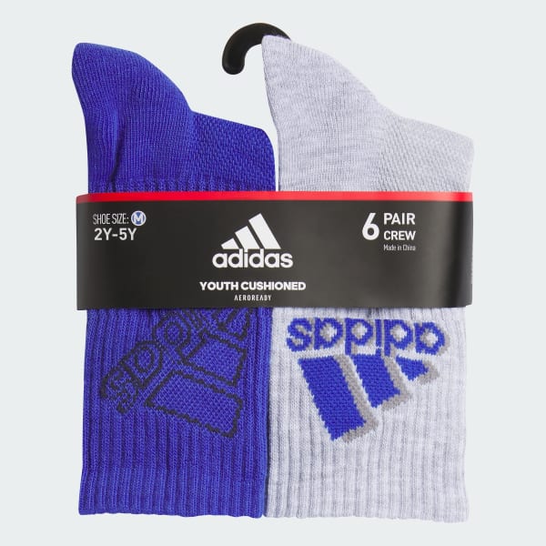 Blue Cushioned Mixed 2.0 6-Pack Crew Socks Kids