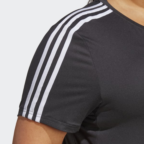 Czerń AEROREADY Train Essentials 3-Stripes Tee (Plus Size)