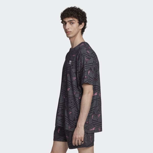 Zwart adidas Rekive Trefoil Allover Print T-shirt VW472