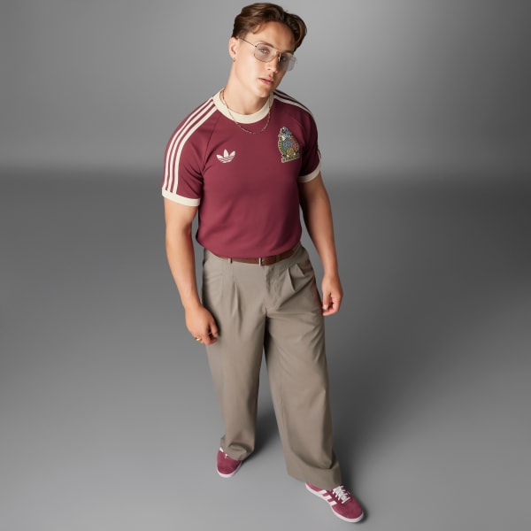 Adidas 3 stripes tee burgundy clearance