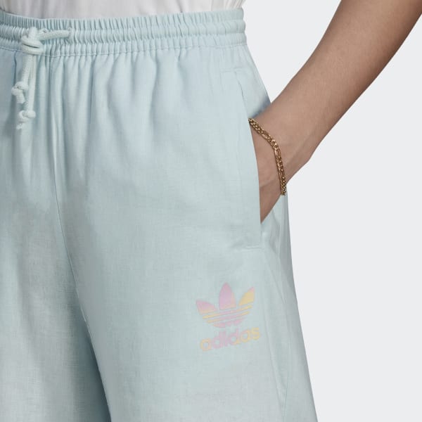 Blauw 7/8 Linen Wide Leg Broek SW712