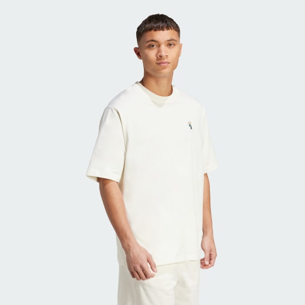 สีขาว เสื้อยืดพิมพ์ลาย Dog Sock Patch