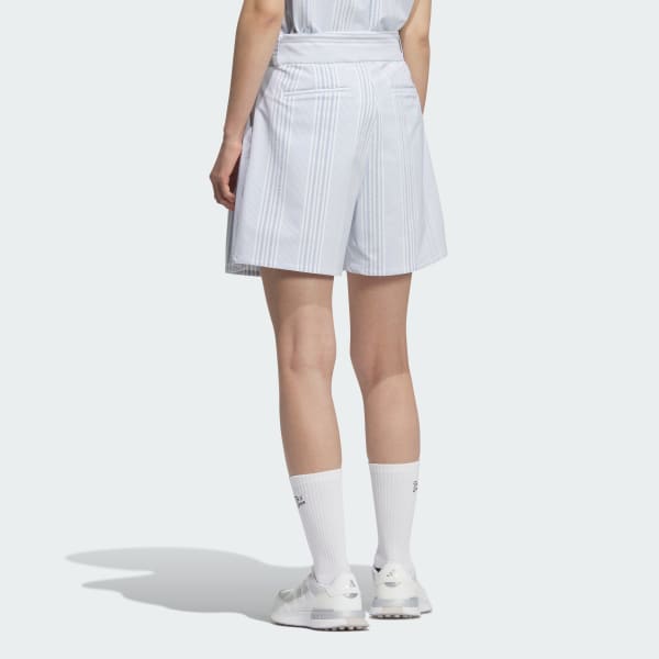 Mau-xanh-da-troi Quần Short Vải Sọc Nhăn 6 Inch