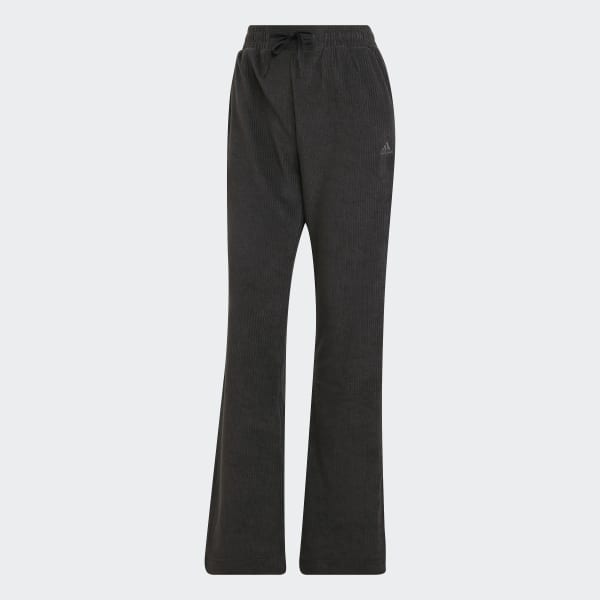 Svart Hyperglam Rib Velour Flared Leg Pants DKE22