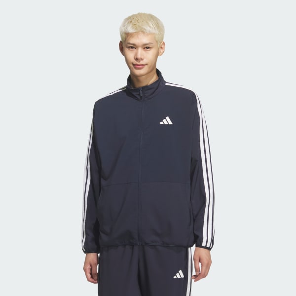 Blue 3-스트라이프 레귤러 핏 라이트 우븐 트랙 탑