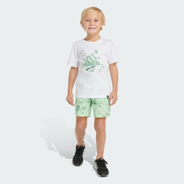 White AOP C WOVEN SHORT SET