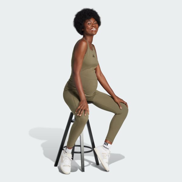 Green Rib High-Waist 7/8 Leggings (Maternity)