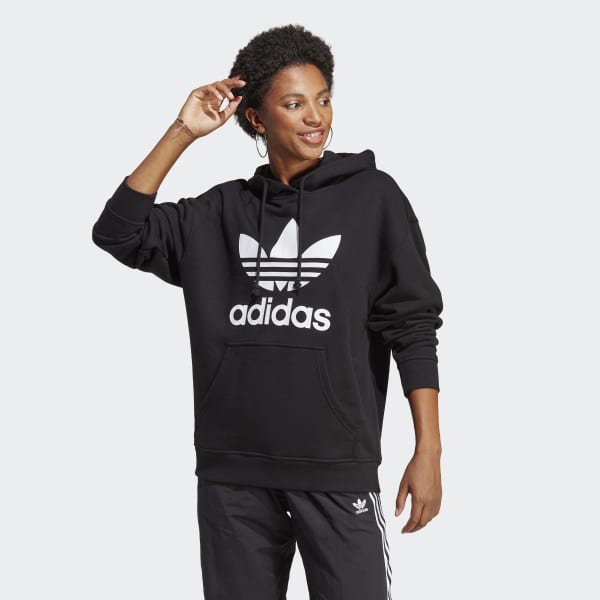 Black and white adidas hoodie clearance