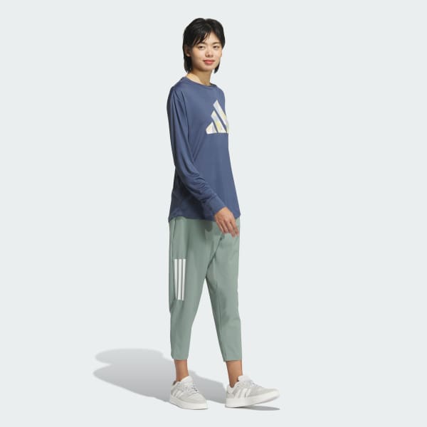 グリーン ストレッチウーブン クロップパンツ