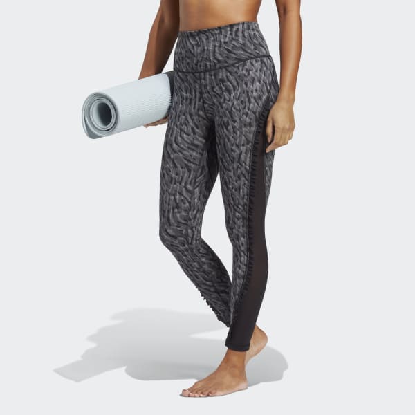 Calça Legging Adidas Yoga Studio Clash Print Feminina - Areia+Bege
