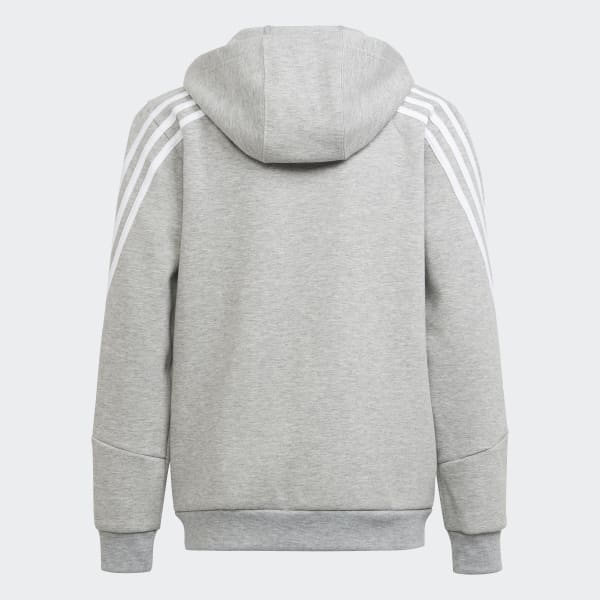 Szary Future Icons 3-Stripes Full-Zip Hoodie