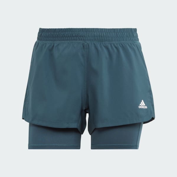 Turquesa Shorts Dos en Uno Pacer 3 Rayas Tejidos