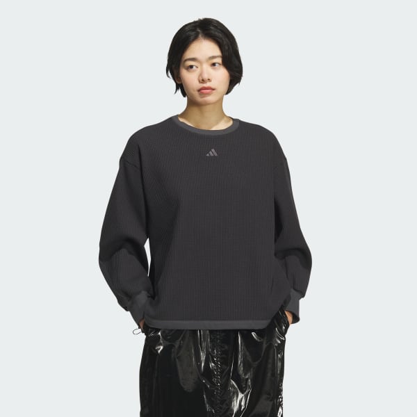 ブラック ラックスフロー オールデイズ ルーズフィット ワッフル フリース クルーシャツ