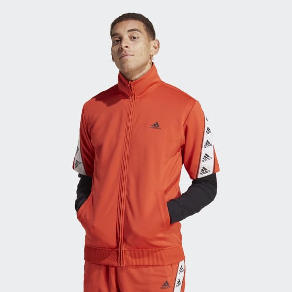 adidas Taped Short Sleeve Track Jacket - Red | Men's Lifestyle | adidas US