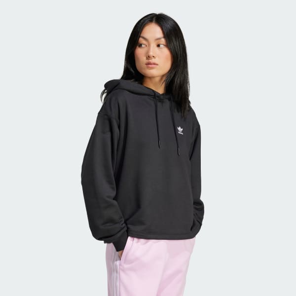 Negro Sudadera Corta con Gorro Trifolio 