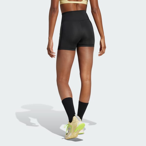 Schwarz Optime 3-Streifen kurze Leggings