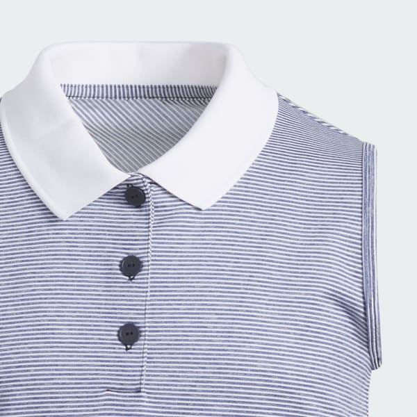 Blue Ottoman Striped Sleeveless Polo Shirt Kids