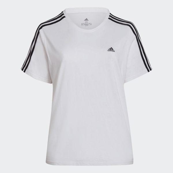 Blanco Camiseta Essentials 3 Rayas Ajustada