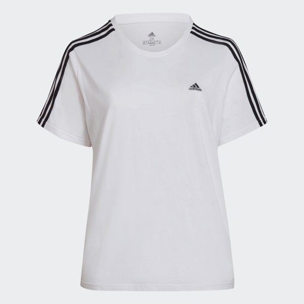 White Essentials Slim 3-Stripes T-Shirt (Plus Size)