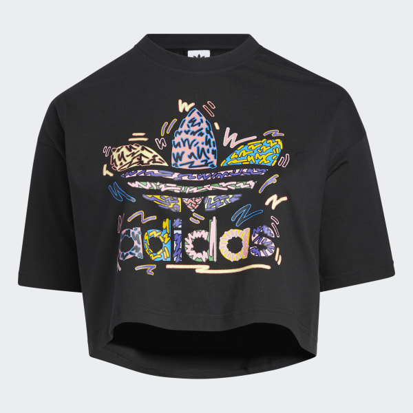 Negro Polera Love Unites Crop Trifolio (Tallas Grandes)