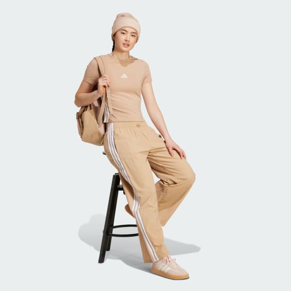 Cokelat Celana Panjang Lifestyle Woven Parasut Essentials 3-Stripes