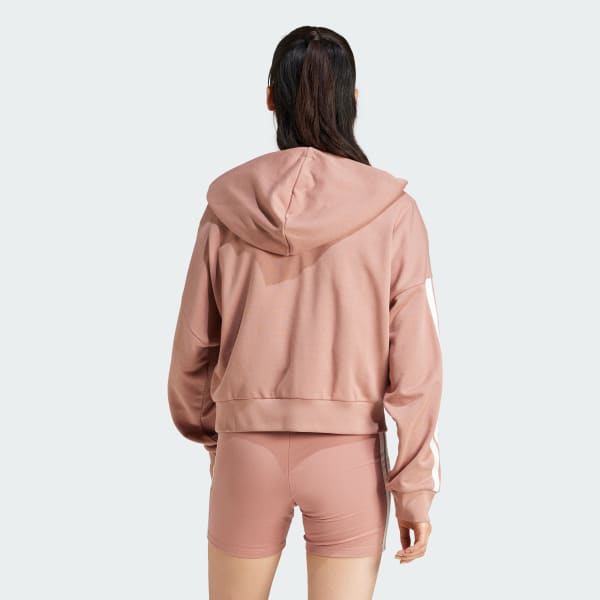 Pink Essentials 3-Stripes French Terry Quarter-Zip Hoodie