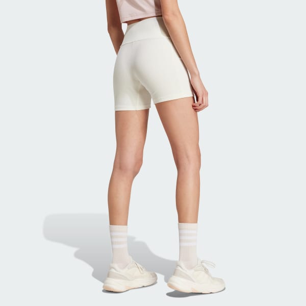 White Lounge Ribbed High-Waist Bike Shorts