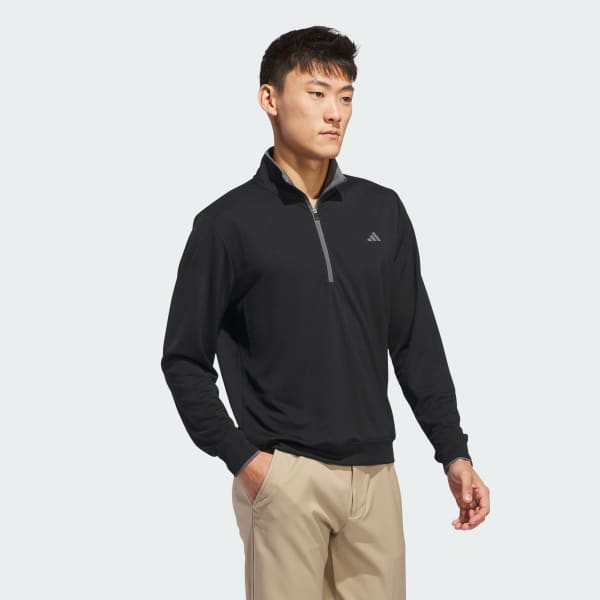 Preto Camisola Leve de Meio-fecho