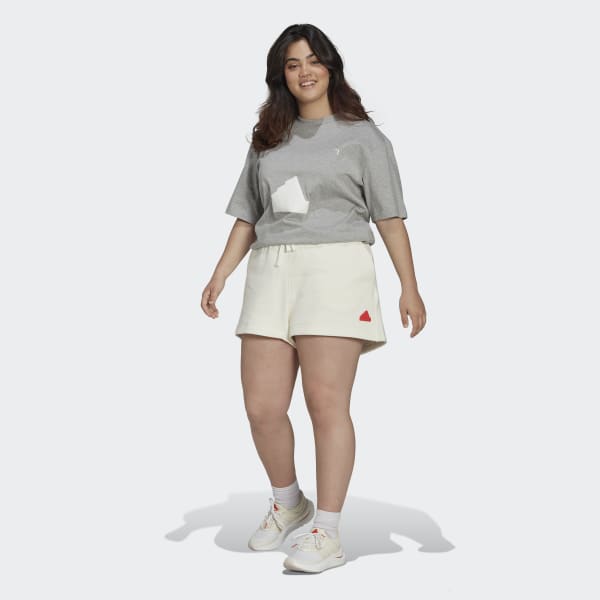 Λευκό Sweat Shorts (Plus Size) GR681