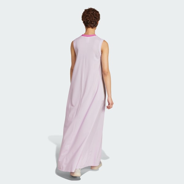 Lila Tiro Cut 3-Streifen Soft Mesh Long Kleid