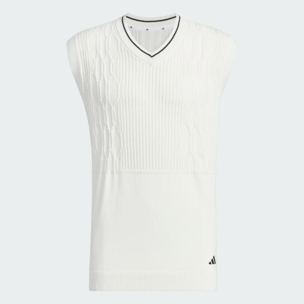 White 프라임니트 그라데이션 패턴 브이-넥 베스트