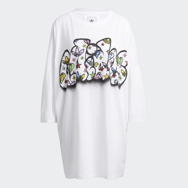 Hvit Jeremy Scott Tee Kjole Z9196
