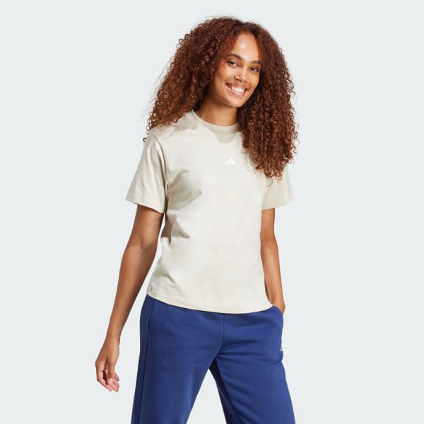 Bej Essentials Small Logo Cotton Tişört