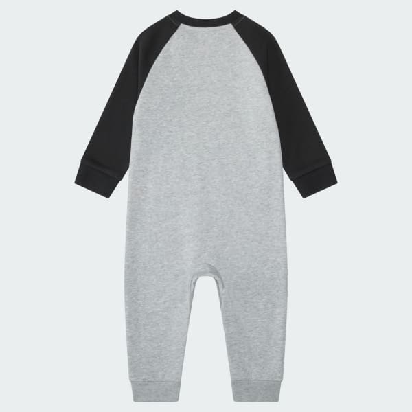 Grey Long Sleeve Color Block French Terry Coverall

