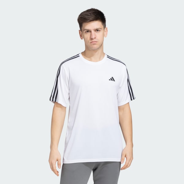 adidas TRAINING ESSENTIALS BASE 3 STRIPES TEE White adidas India