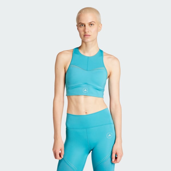 Turquoise adidas by Stella McCartney TruePurpose Training Crop Top