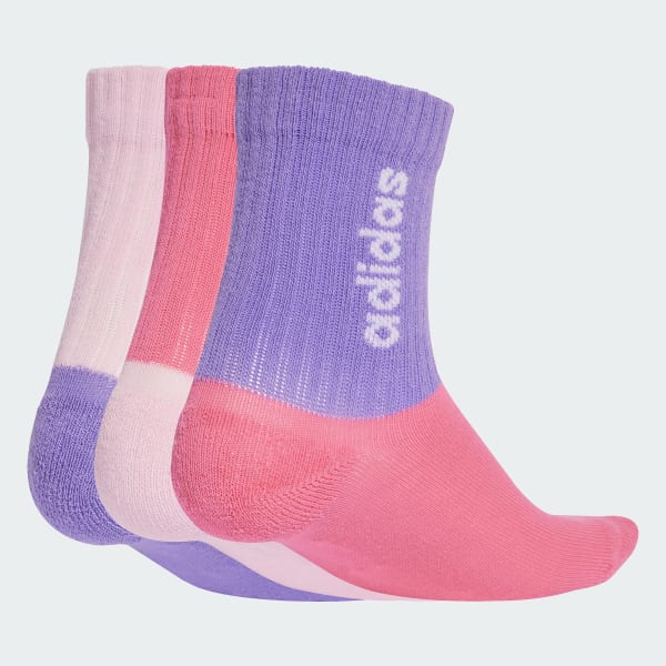 Pink Linear Crew Socks 3 Pairs Kids