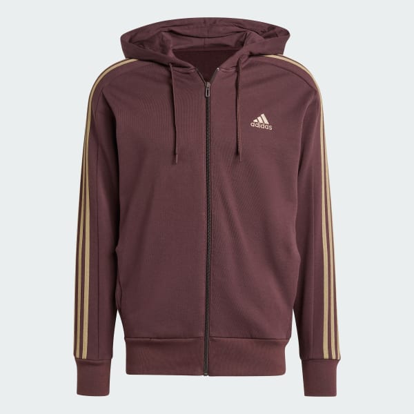 Felpa con cappuccio Essentials French Terry 3 Stripes Full Zip Marrone adidas adidas Italia