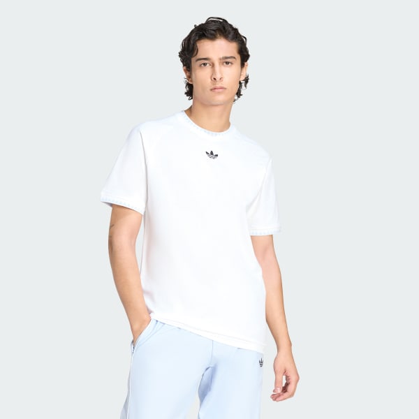 Blanc T-SHIRT CHEST STRIPES ENGINEERED COLLAR